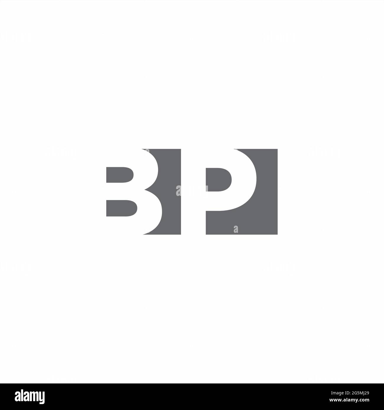 Monogramma BP Logo con modello di design in stile spazio negativo isolato su sfondo bianco Illustrazione Vettoriale