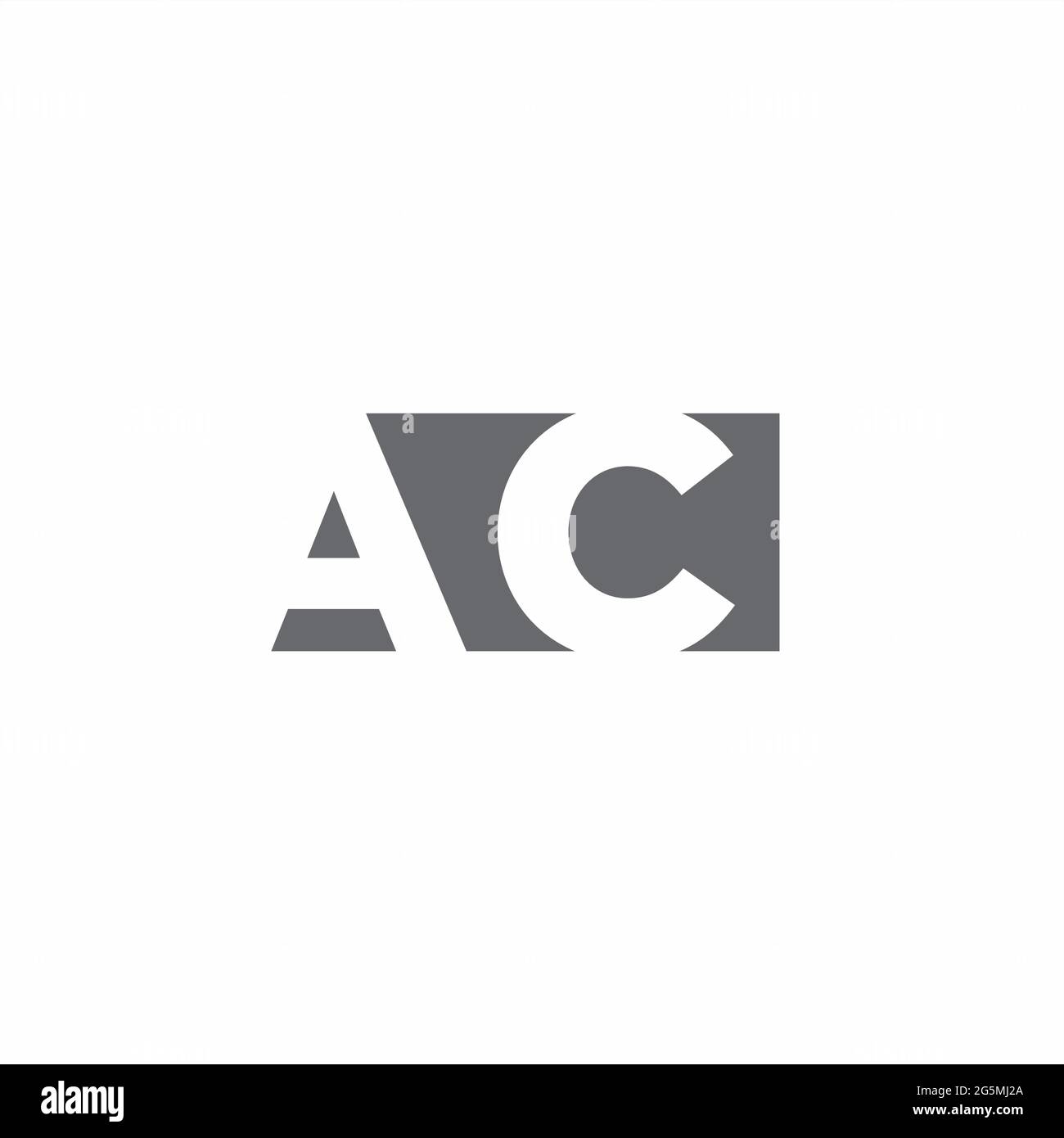 Monogramma AC Logo con modello di design in stile spazio negativo isolato su sfondo bianco Illustrazione Vettoriale