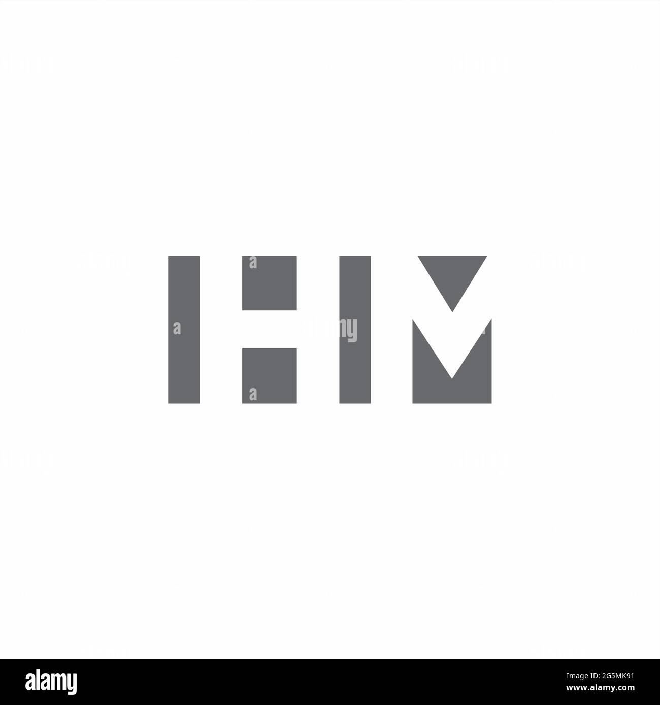 Monogramma HM Logo con modello di design in stile spazio negativo isolato su sfondo bianco Illustrazione Vettoriale