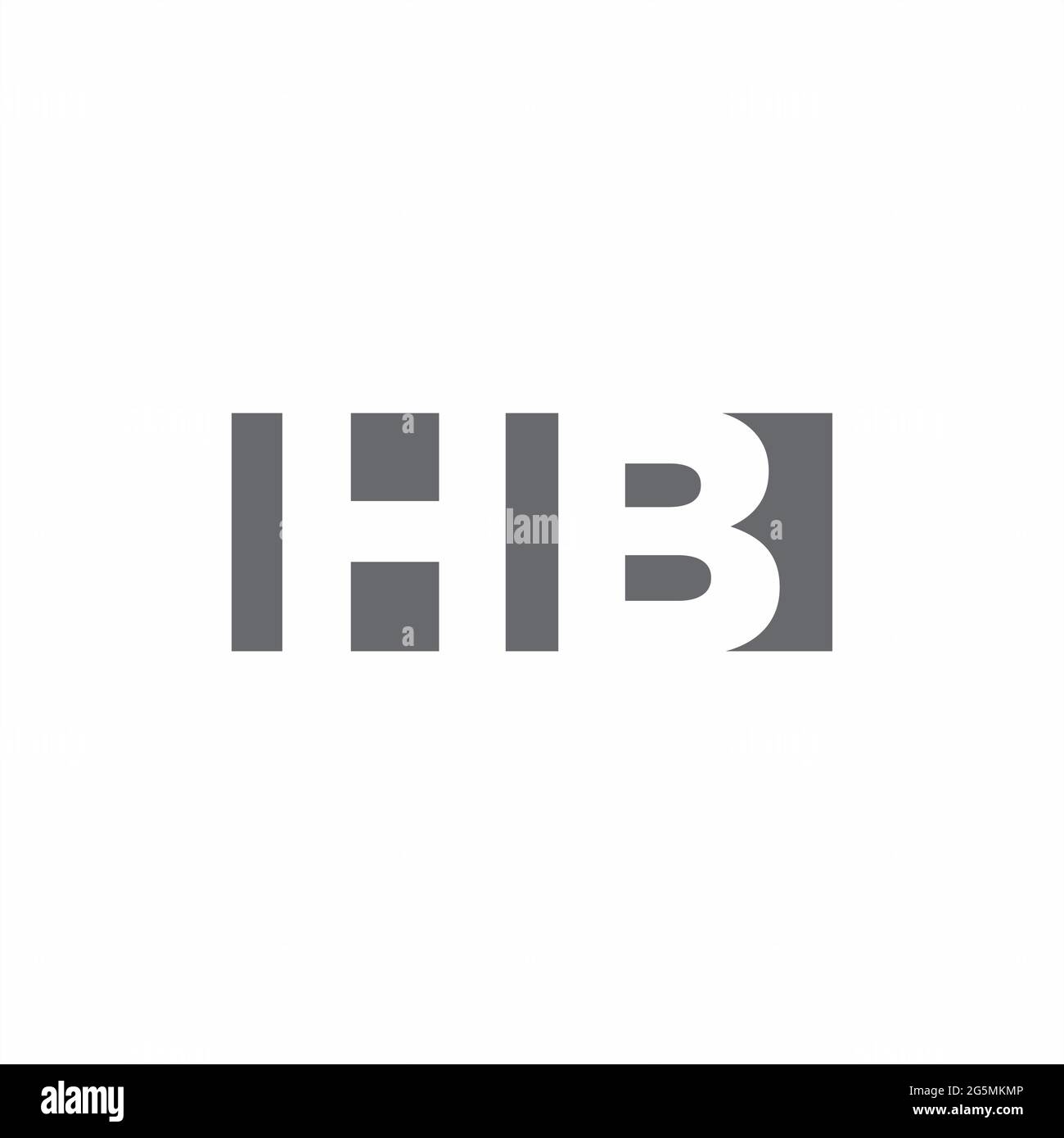 Monogramma HB con logo e modello di design in stile spazio negativo isolato su sfondo bianco Illustrazione Vettoriale