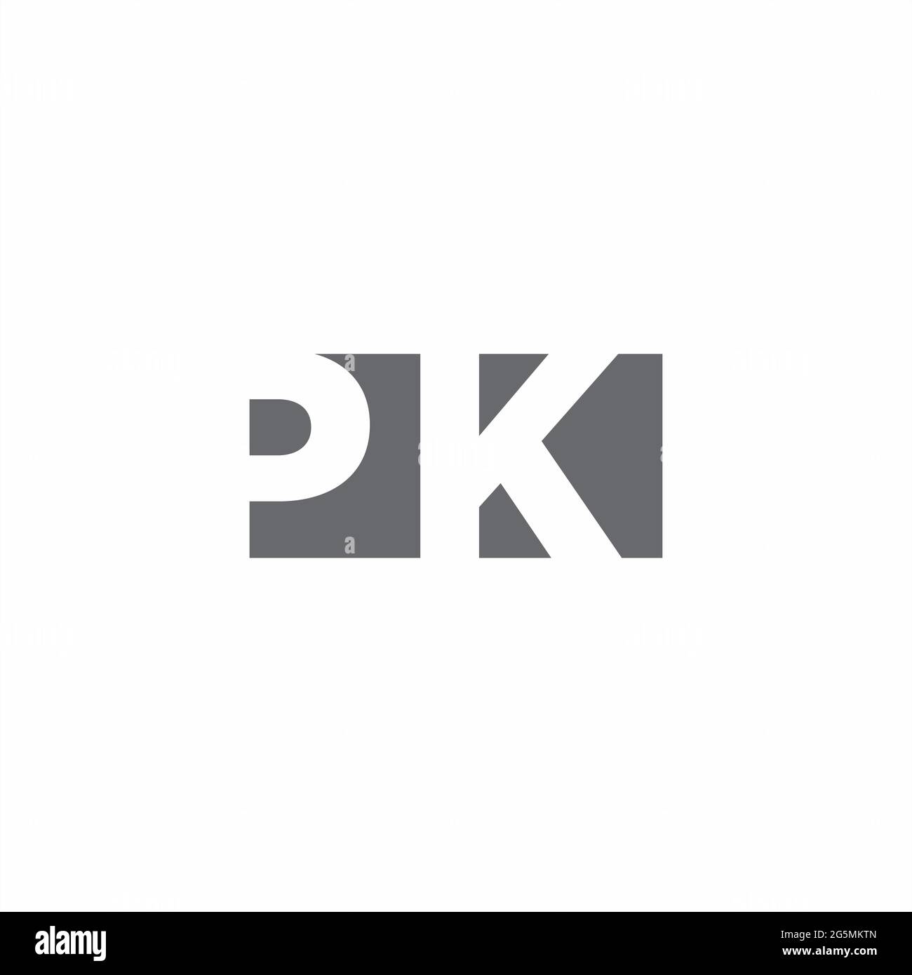 Monogramma PK Logo con modello di disegno in stile spazio negativo isolato su sfondo bianco Illustrazione Vettoriale