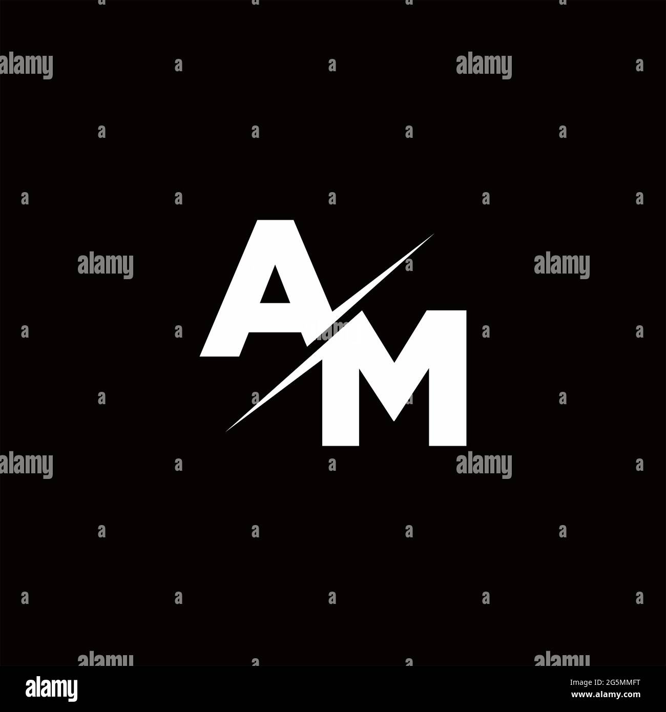 Logo Letter Monogram Slash con moderni modelli di logo su sfondo bianco e nero Illustrazione Vettoriale