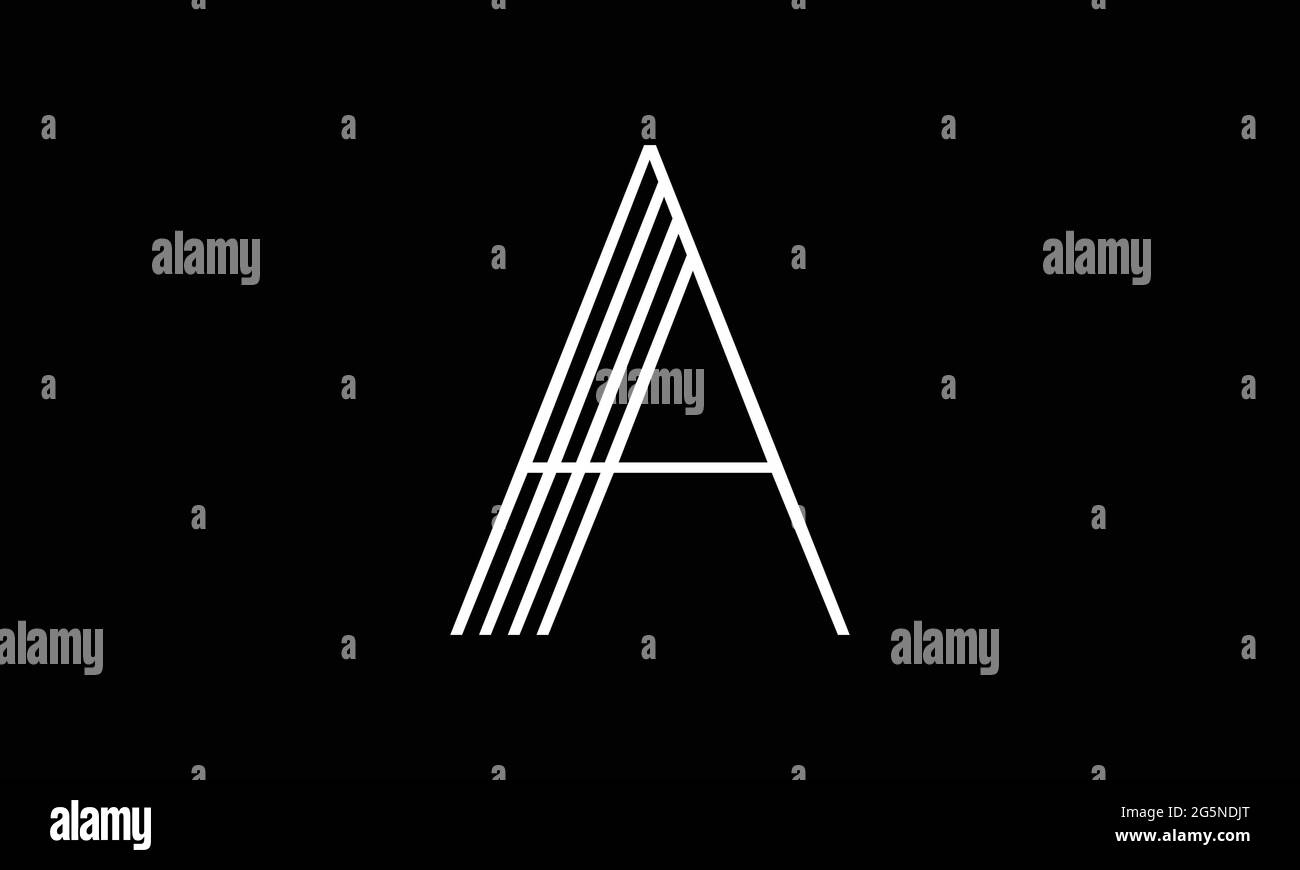 Un disegno vettoriale del logo della lettera delle linee. Icona Creative A Letter con linee parallele nere Illustrazione Vettoriale