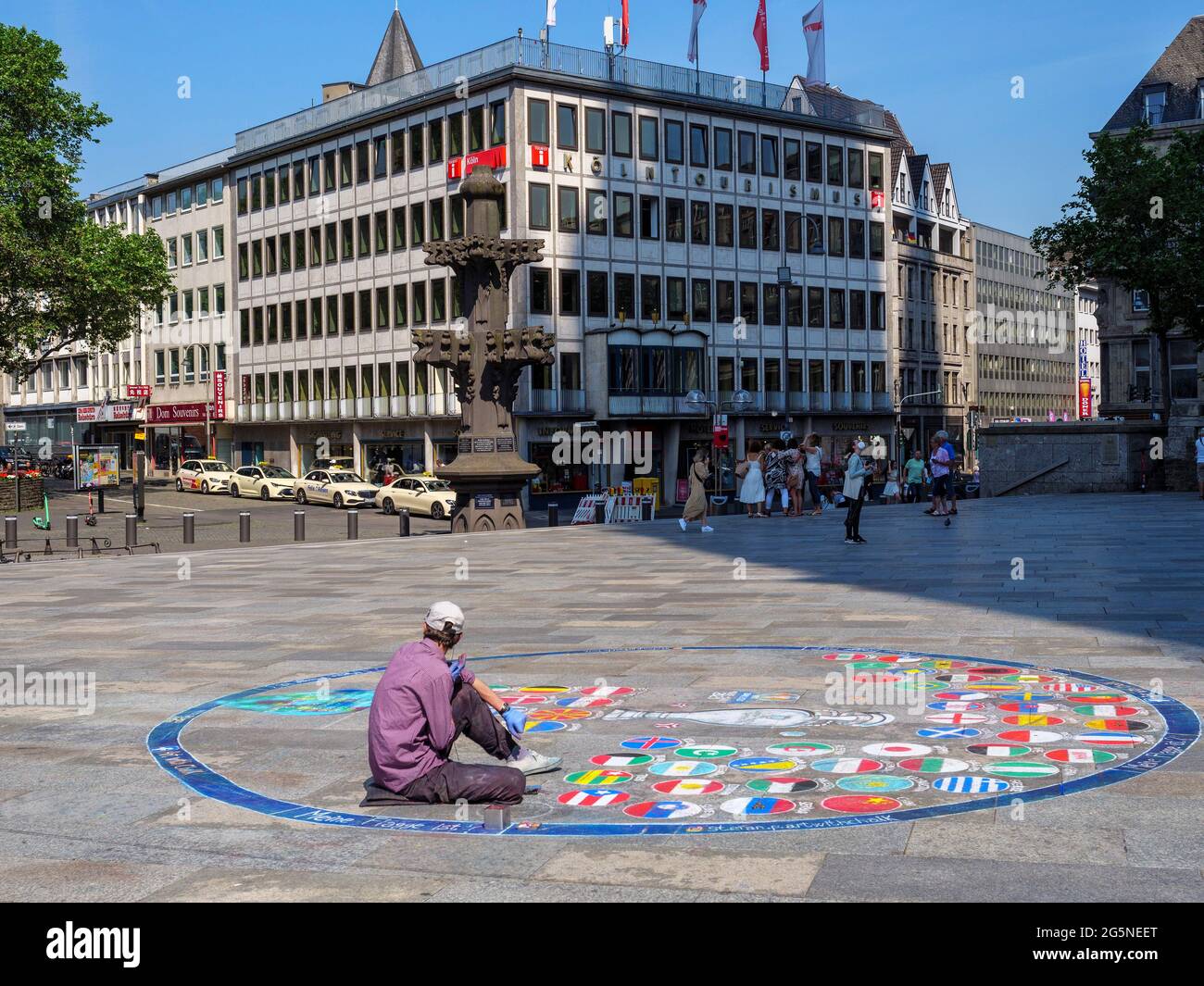 Artista sreet, Colonia, Nord Reno-Westfalia, Germania, Europa Foto Stock