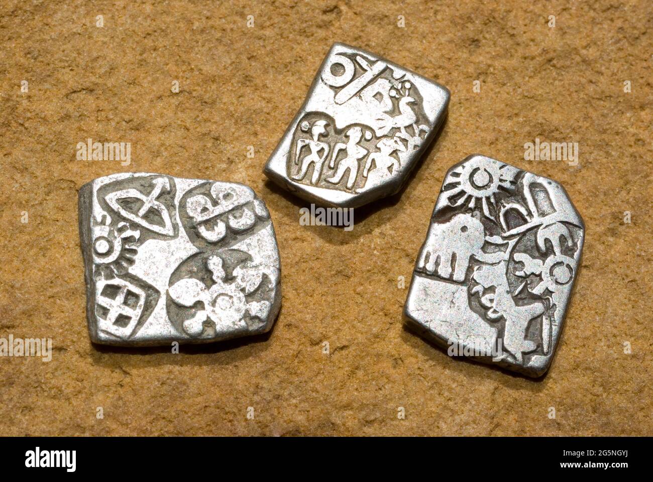 Monete Karshapana dell'Impero Mauriano Foto Stock