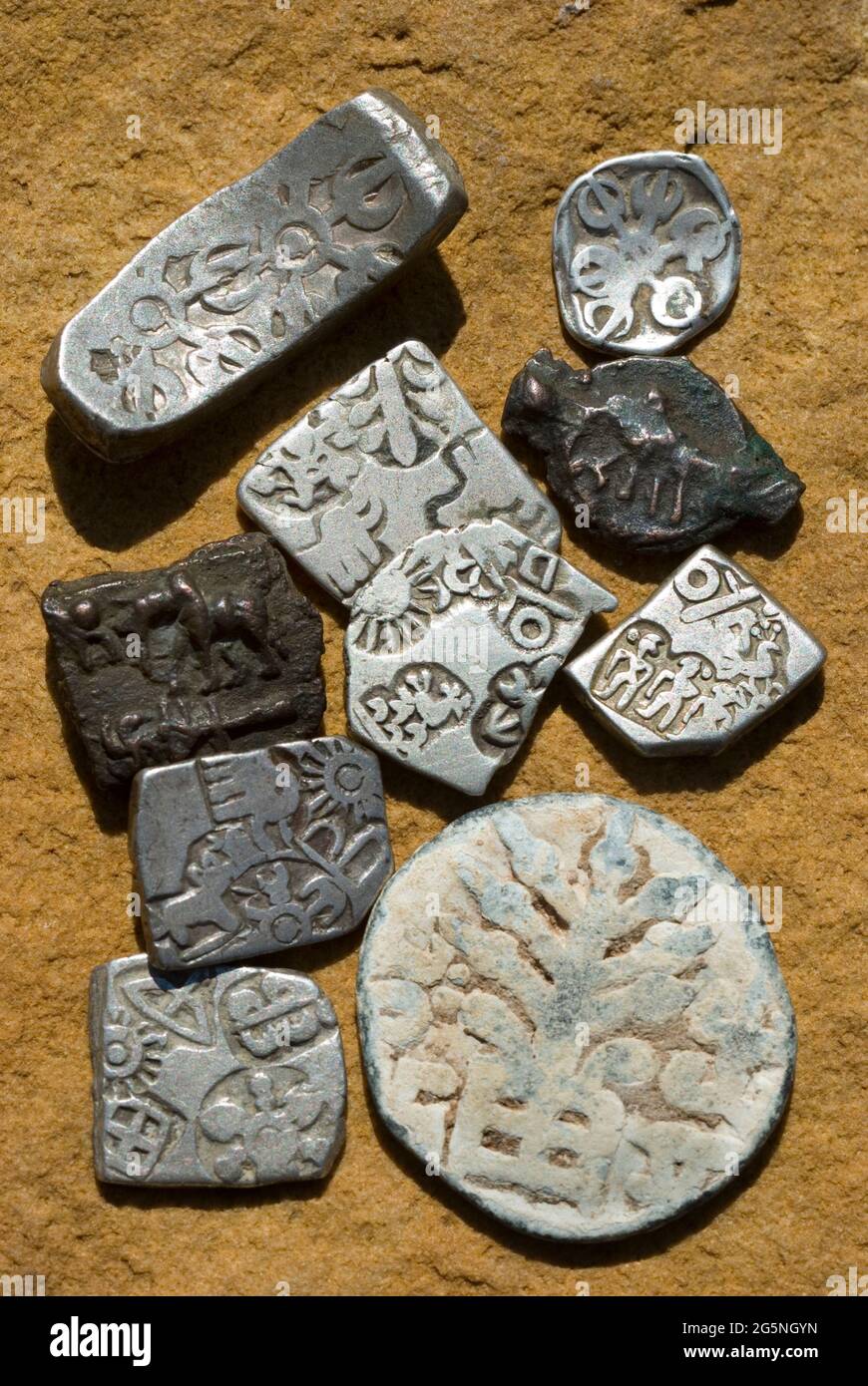Monete antiche dell'India Foto Stock