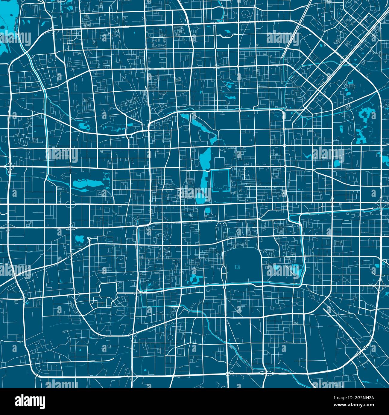 Mappa dettagliata dell'area amministrativa della città di Pechino. Illustrazione vettoriale priva di royalty. Panorama cittadino. Mappa turistica grafica decorativa di Pechino terrr Illustrazione Vettoriale