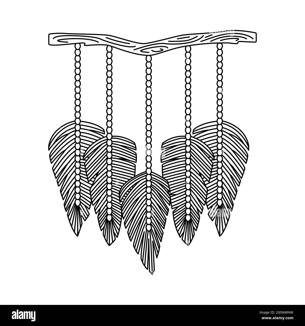 Illustrazione vettoriale del murale macrame in stile boho. Illustrazione Vettoriale