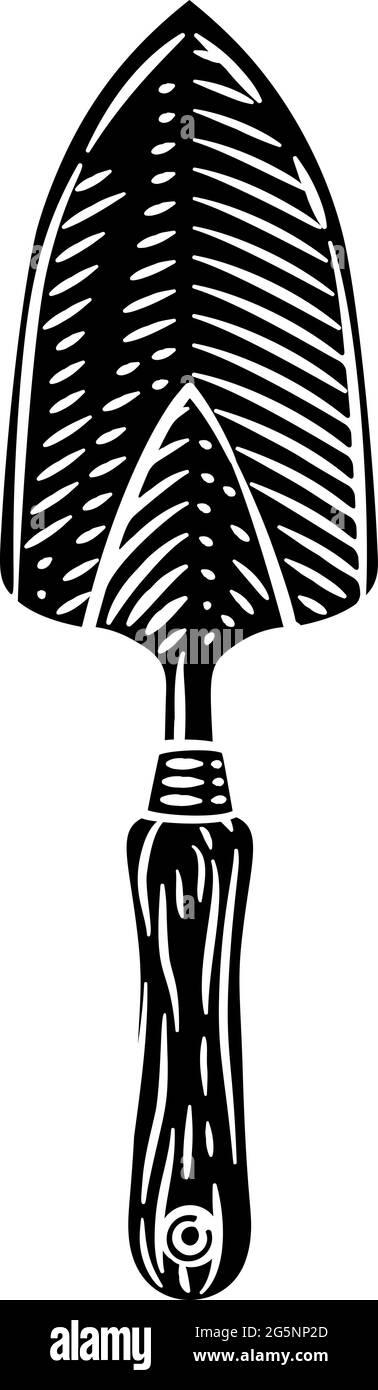 Cazzuola a spatola per utensili da giardino Vintage Woodcut Illustrazione Vettoriale