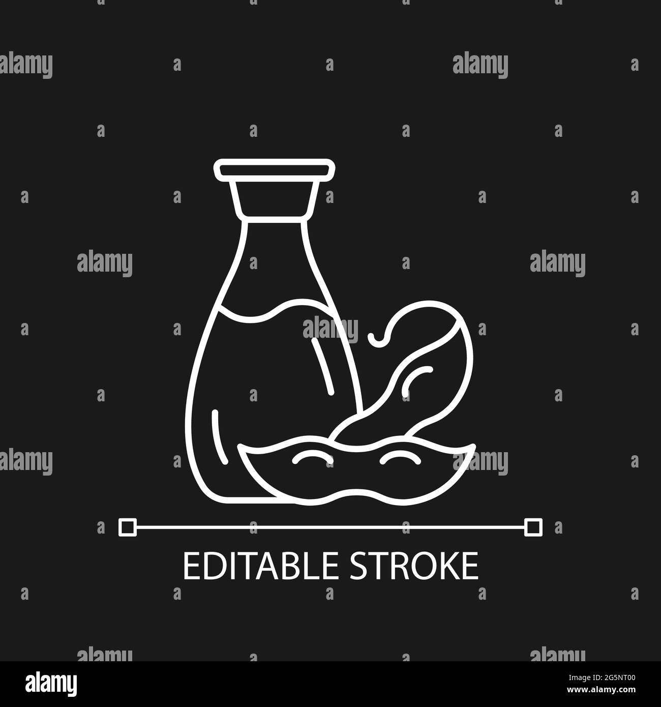 Salsa di soia icona lineare bianca per tema scuro Illustrazione Vettoriale