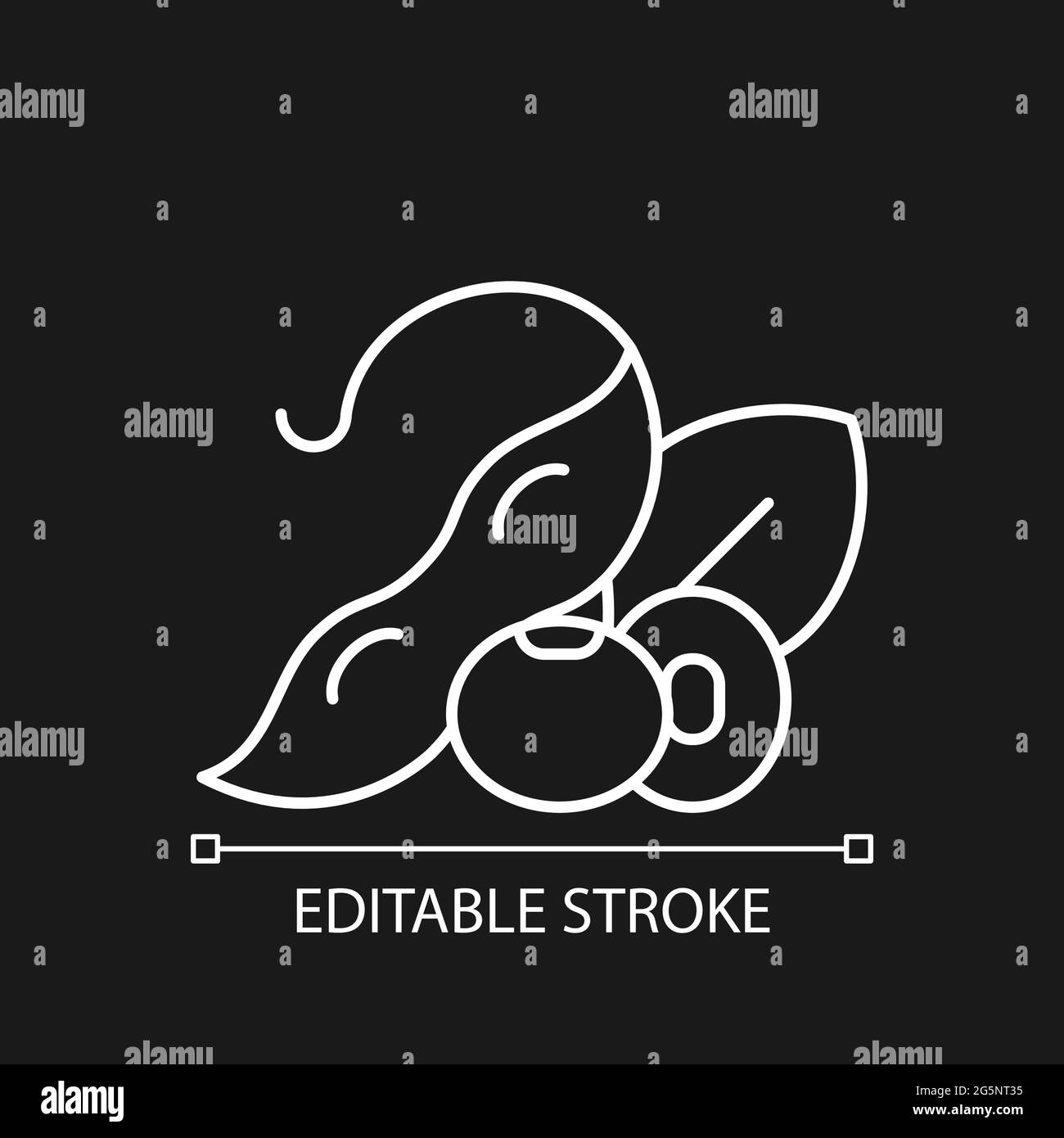 Icona lineare bianca di soia per il tema scuro Illustrazione Vettoriale