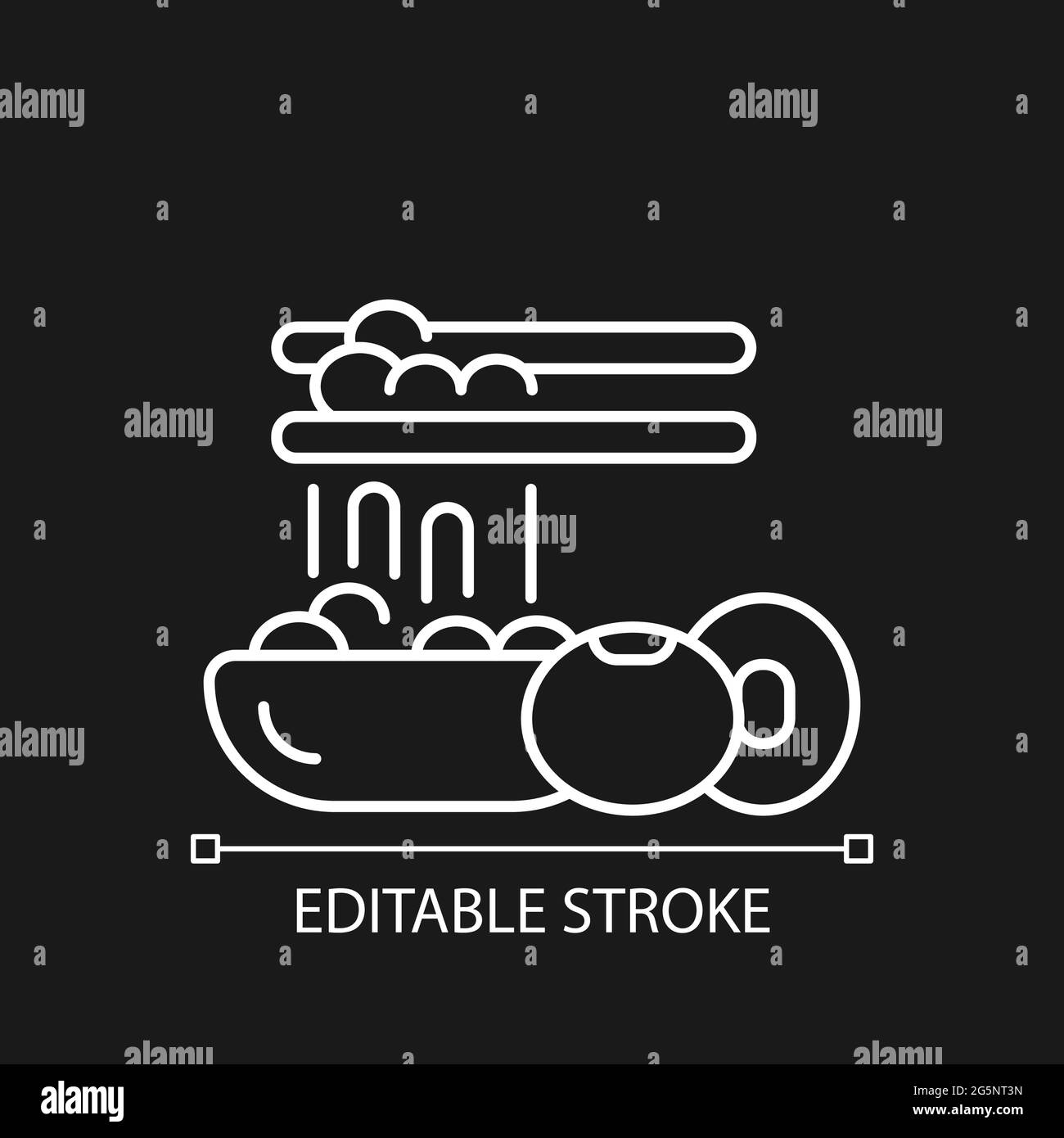 Icona lineare bianco natto per tema scuro Illustrazione Vettoriale