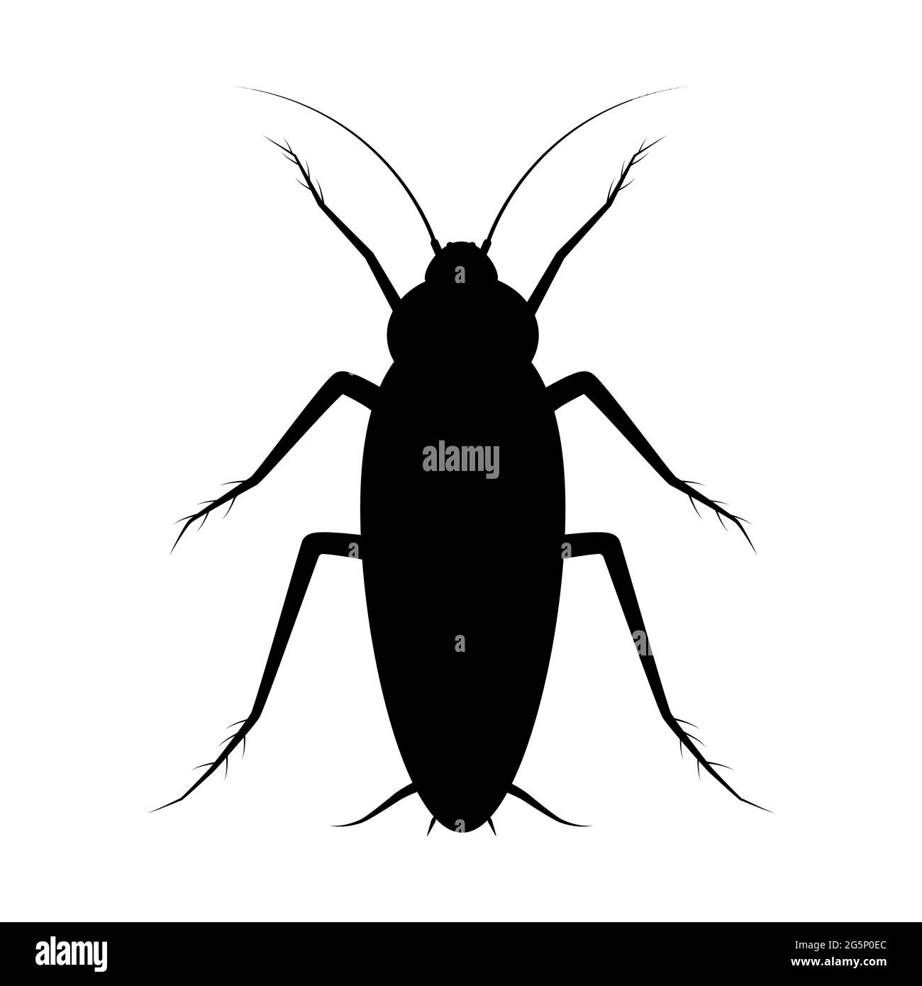 Icona scarafaggio isolato su sfondo bianco. Vettore simbolo di insetto nero. Illustrazione Vettoriale