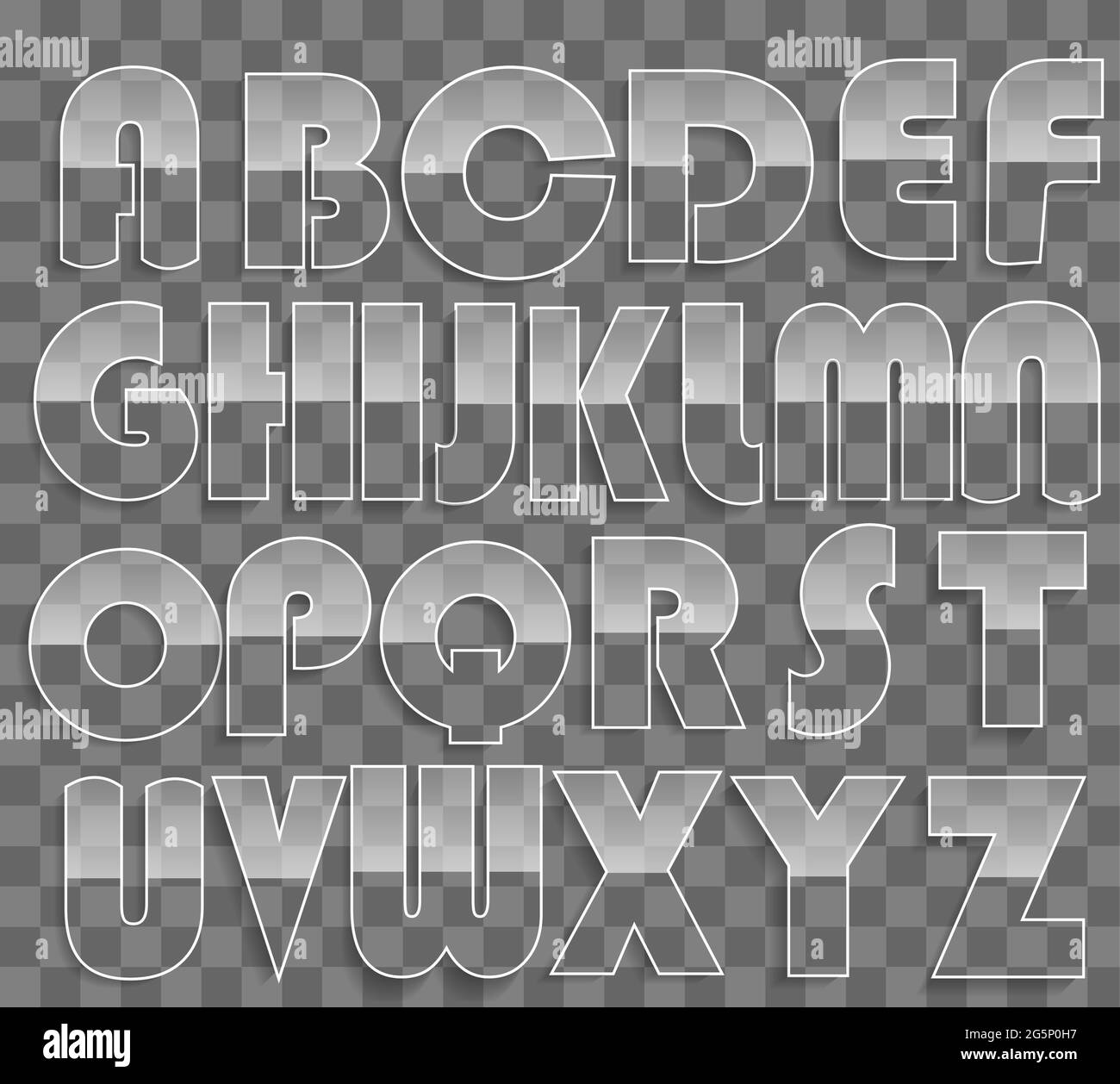 Vettore - alfabeto di vetro, lettere di plastica da A a Z Illustrazione Vettoriale