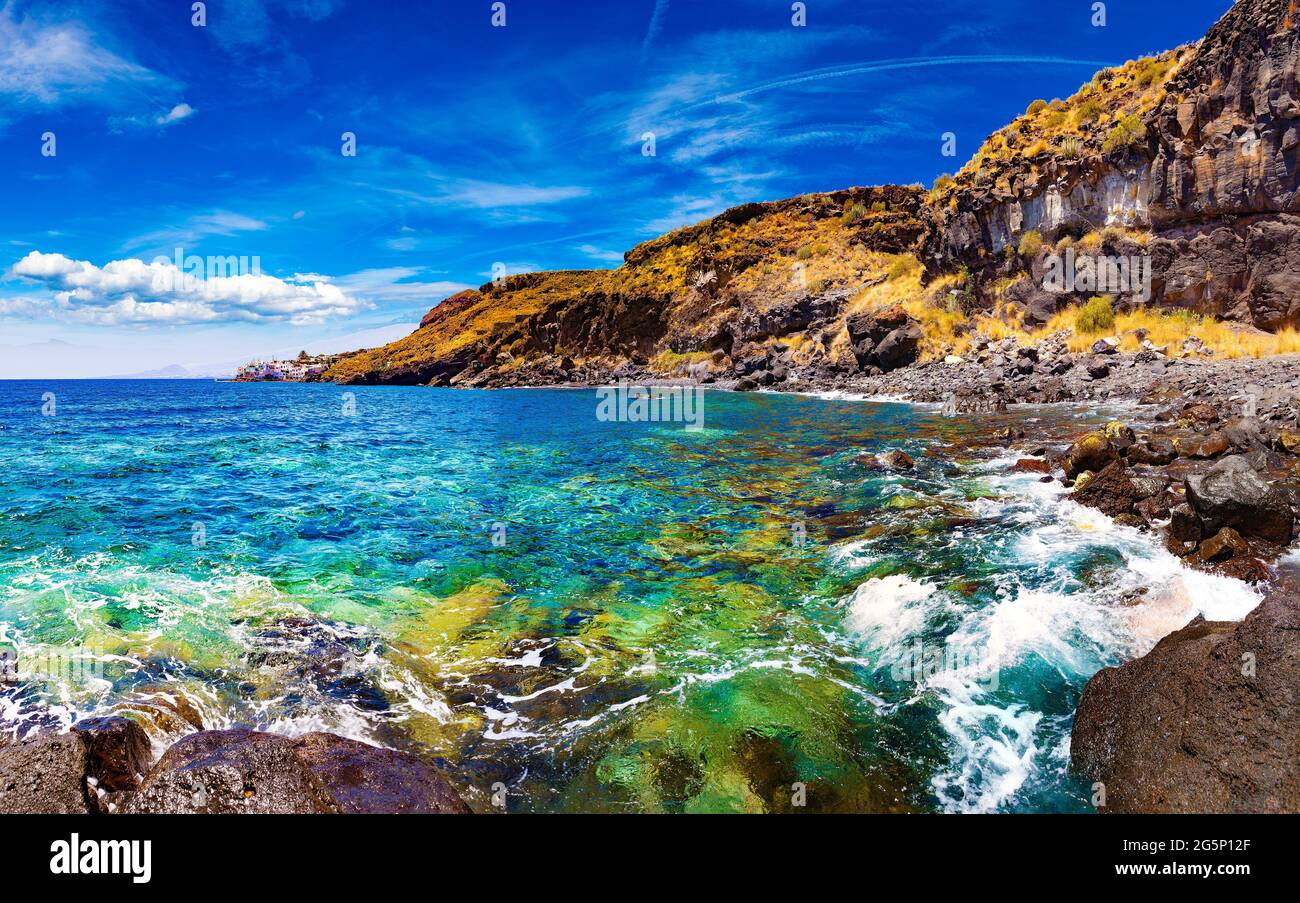 Natura paesaggistico mare in Canary Island.Travel avventure paesaggio. Paesaggio dell'isola di Tenerife. Foto Stock