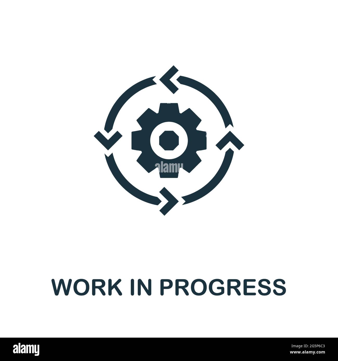 Icona lavoro in corso. Semplice elemento creativo. Icona lavoro in corso monocromatico compilato per modelli, infografiche e banner Illustrazione Vettoriale