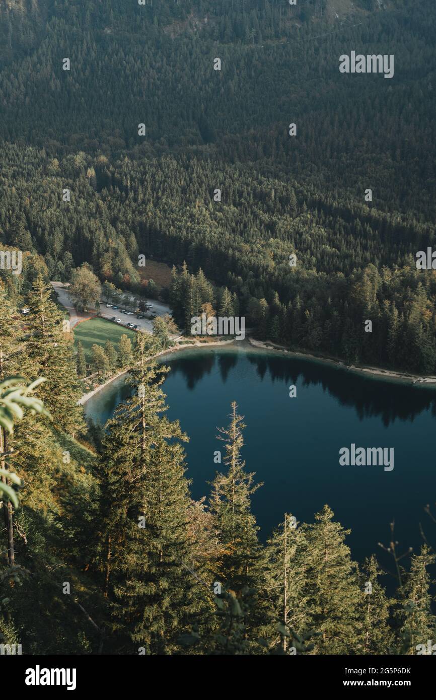 Vorderer Langbathsee, vista dall'alto Foto Stock