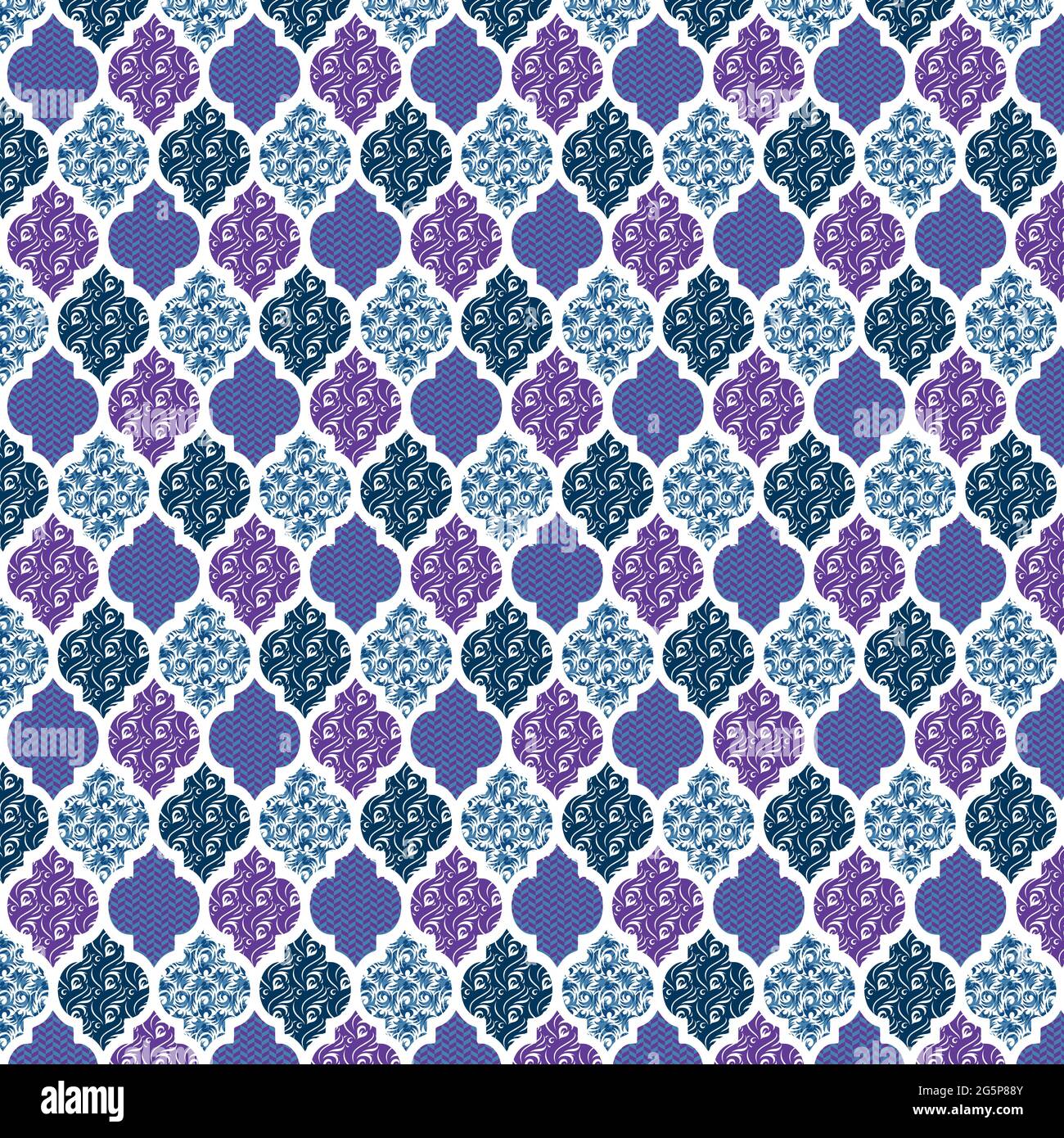 Colorato motivo marocchino con isolato sfondo bianco Illustrazione Vettoriale