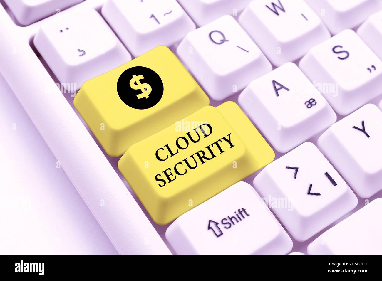 Scrittura visualizzazione testo sicurezza cloud. Panoramica aziendale imposizione di un sistema protetto di dati esistenti nella licenza utente finale per la scrittura a macchina su Internet Foto Stock