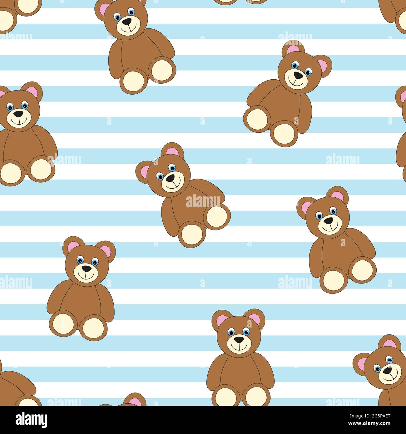 Carino motivo orsacchiotto a righe senza cuciture. Illustrazione Vettoriale