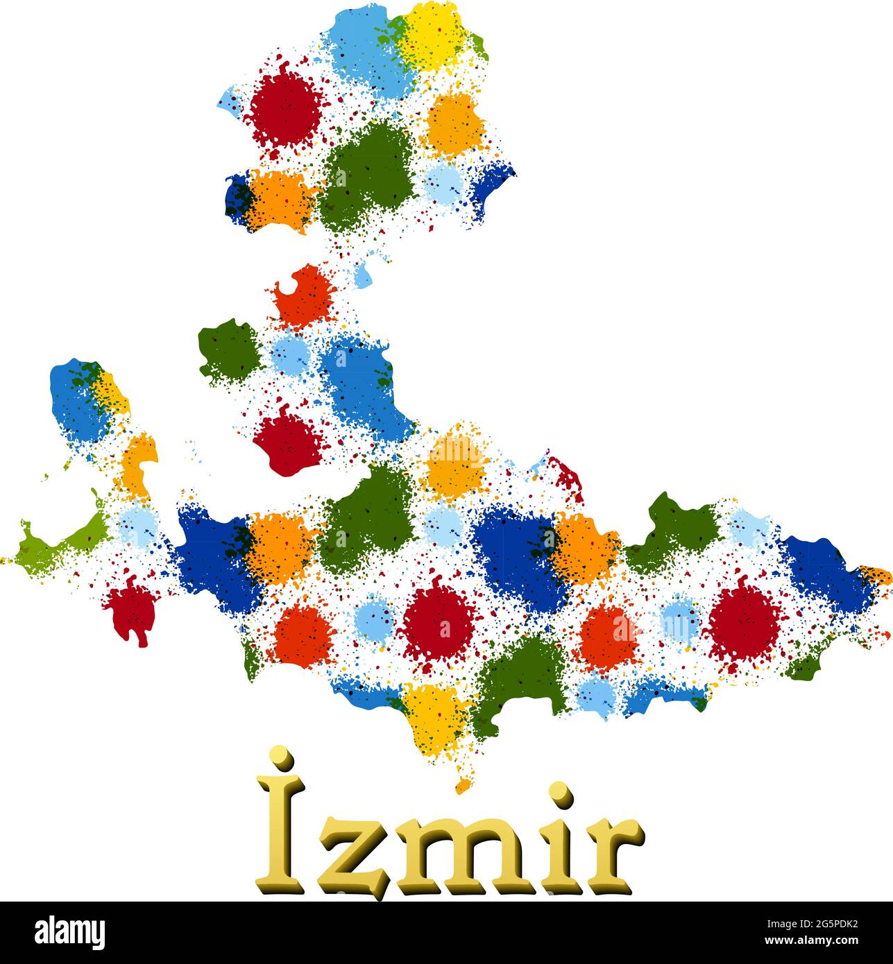 Mappa dell'elemento grafico Izmir Illustrazione modello colorato. Illustrazione Vettoriale