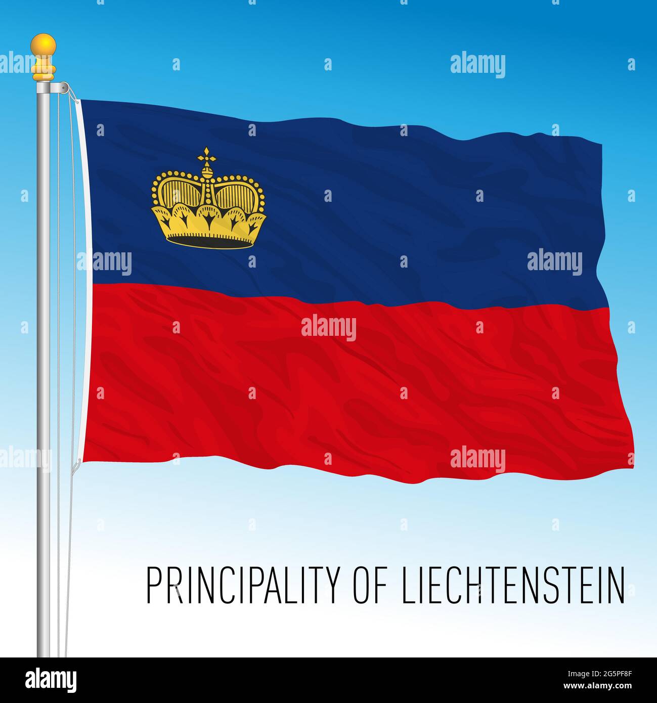 Liechtenstein bandiera nazionale ufficiale del principato, paese europeo, illustrazione vettoriale Illustrazione Vettoriale