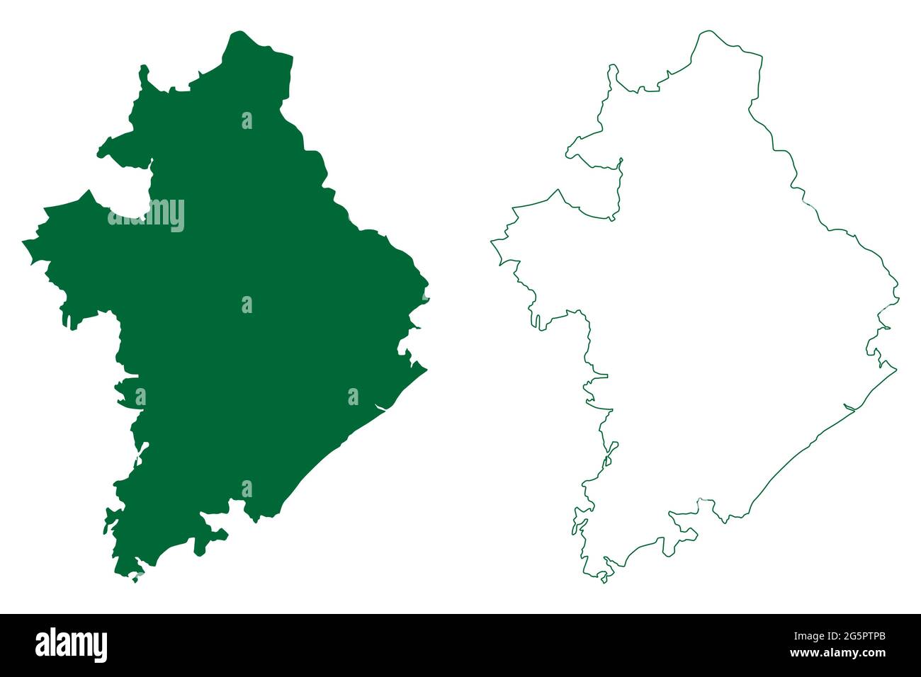 Illustrazione vettoriale del distretto di Ganjam (stato di Odisha, Repubblica dell'India), disegno scrimble della mappa di Ganjam Illustrazione Vettoriale