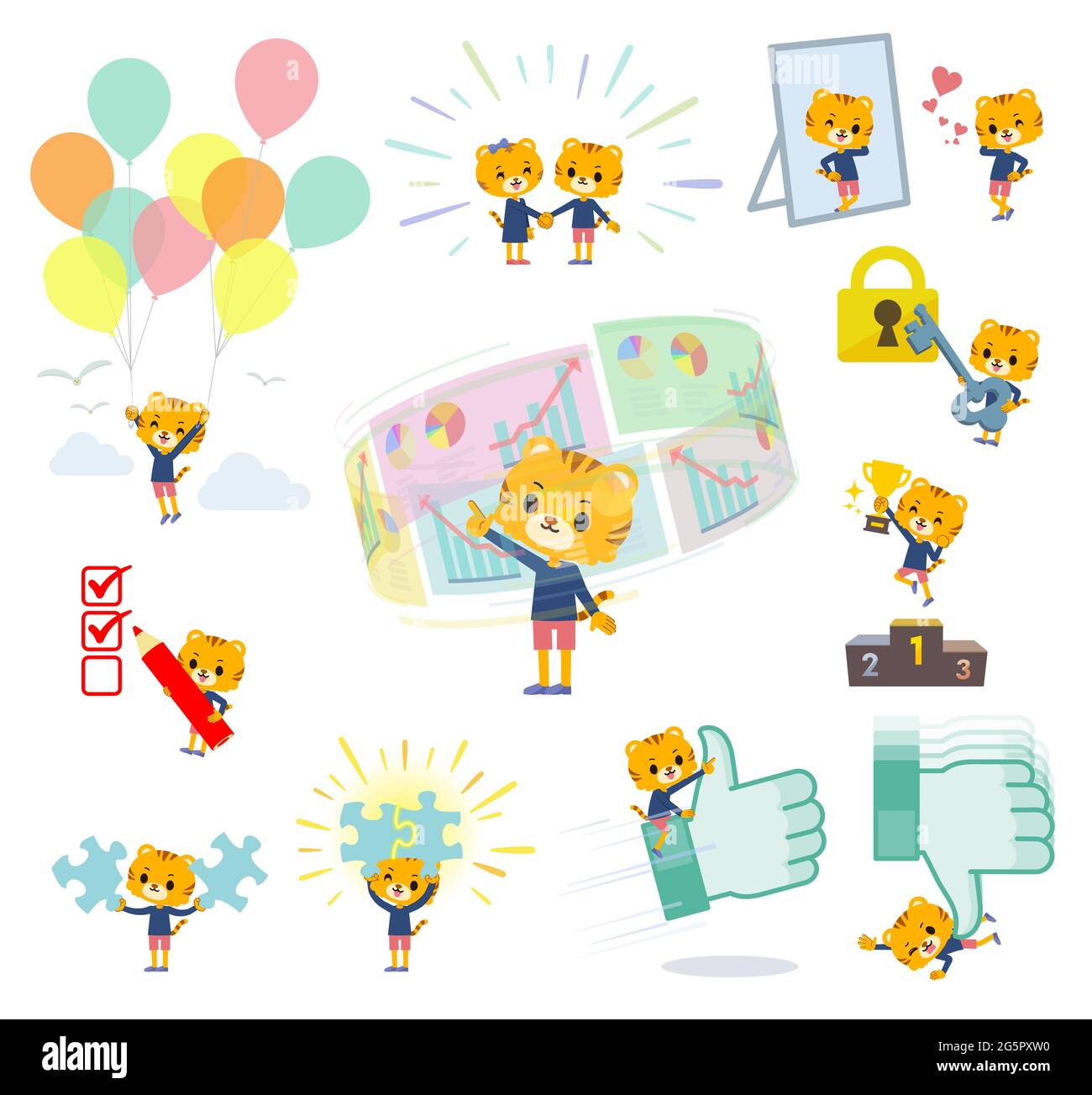 Un insieme di Tiger boy su successo e positive.IT vettore arte in modo che è facile da modificare. Illustrazione Vettoriale