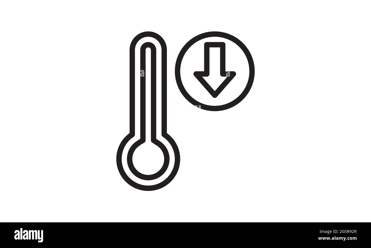 Vettore icona bassa temperatura. Illustrazione del simbolo del contorno isolato Illustrazione Vettoriale
