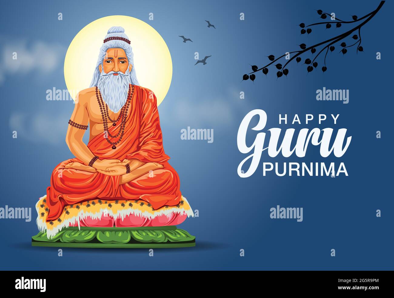 Illustrazione creativa vettoriale per il giorno della celebrazione onorata Guru Purnima. Illustrazione Vettoriale