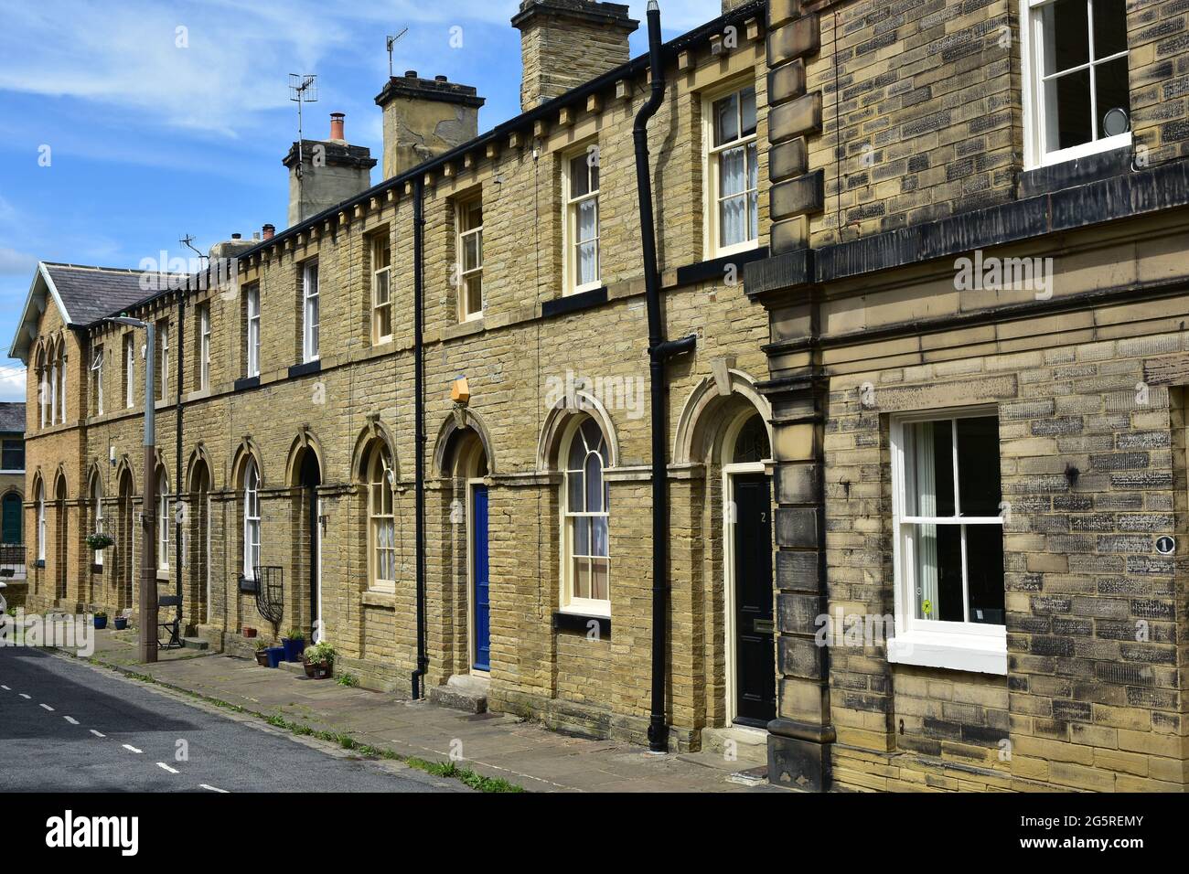 Case, Saltaire modello villaggio, Shipley West Yorkshire Foto Stock