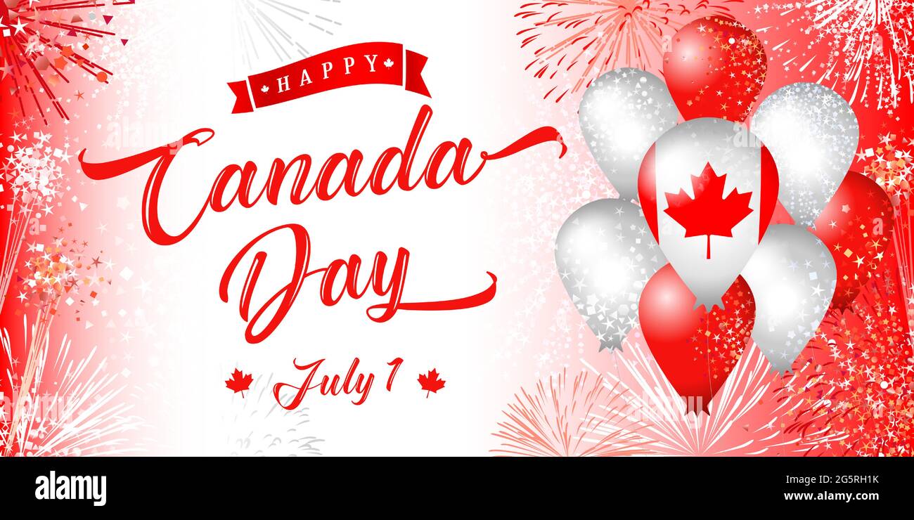 Happy Canada Day saluti creativi. Modello grafico astratto isolato. Il concetto di National Holiday Shiny congrats. Sfondo scintillante, 3D Illustrazione Vettoriale