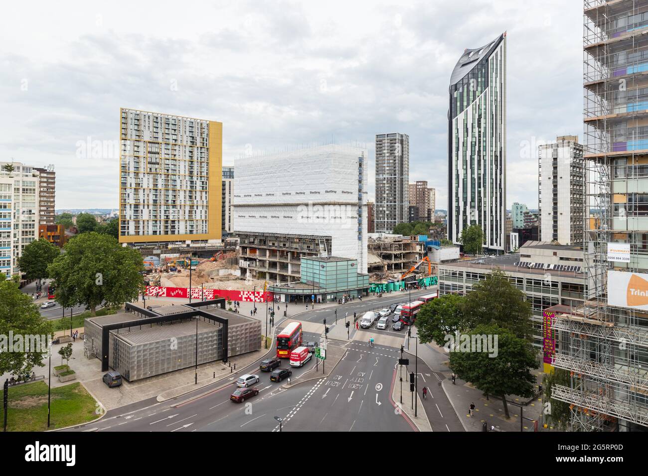 Vista generale del sito di demolizione del centro commerciale Elephant and Castle Foto Stock