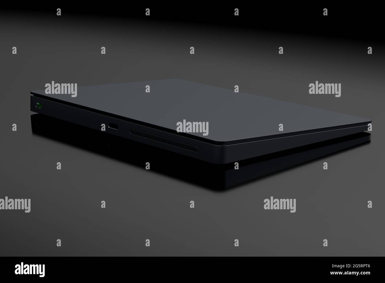 Trackpad del computer nero o touchpad wireless isolato su sfondo nero Foto Stock