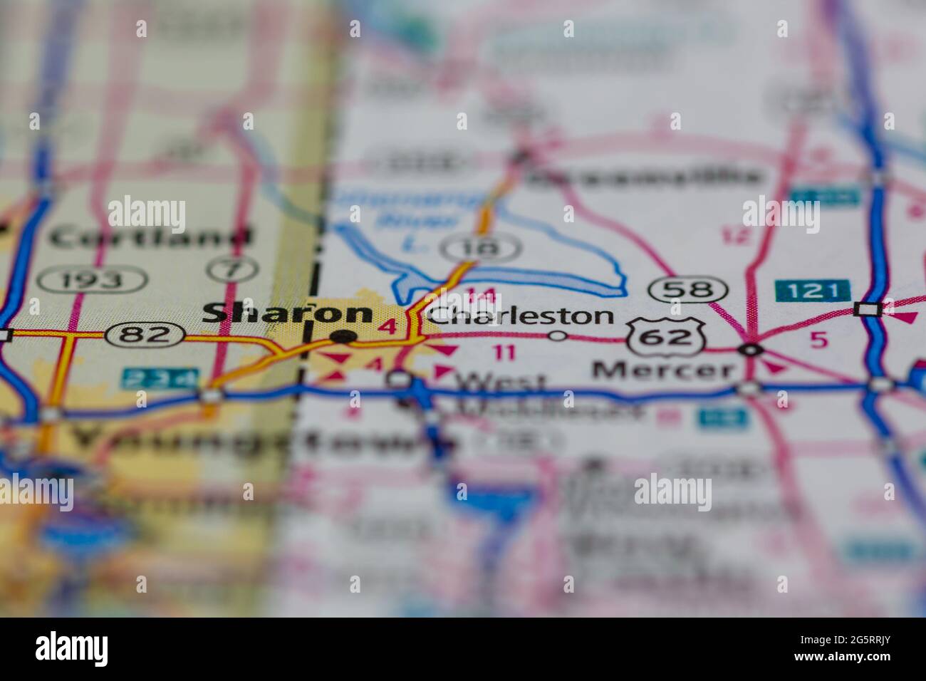 Sharon Pennsylvania USA visualizzato su una mappa geografica o su una mappa stradale Foto Stock