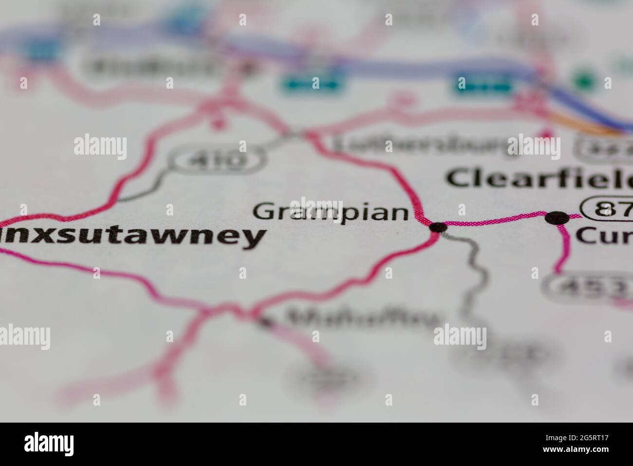 Grampian Pennsylvania USA mostrato su una mappa geografica o su una mappa stradale Foto Stock