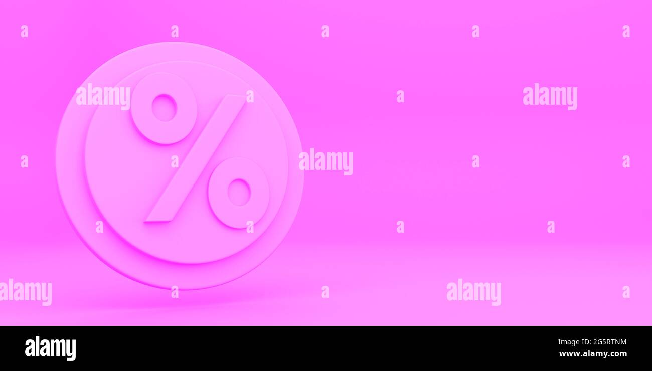 Immagine del rener 3D BIGLIETTO BUONO SCONTO COUPON ICONA LOGO DI SCONTO isolato su bacground rosa Foto Stock