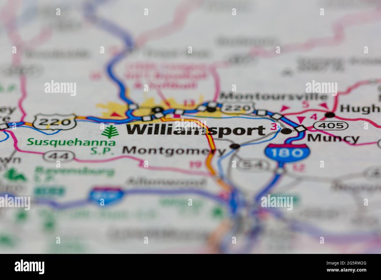 Williamsport Pennsylvania USA su una mappa geografica o su una mappa stradale Foto Stock