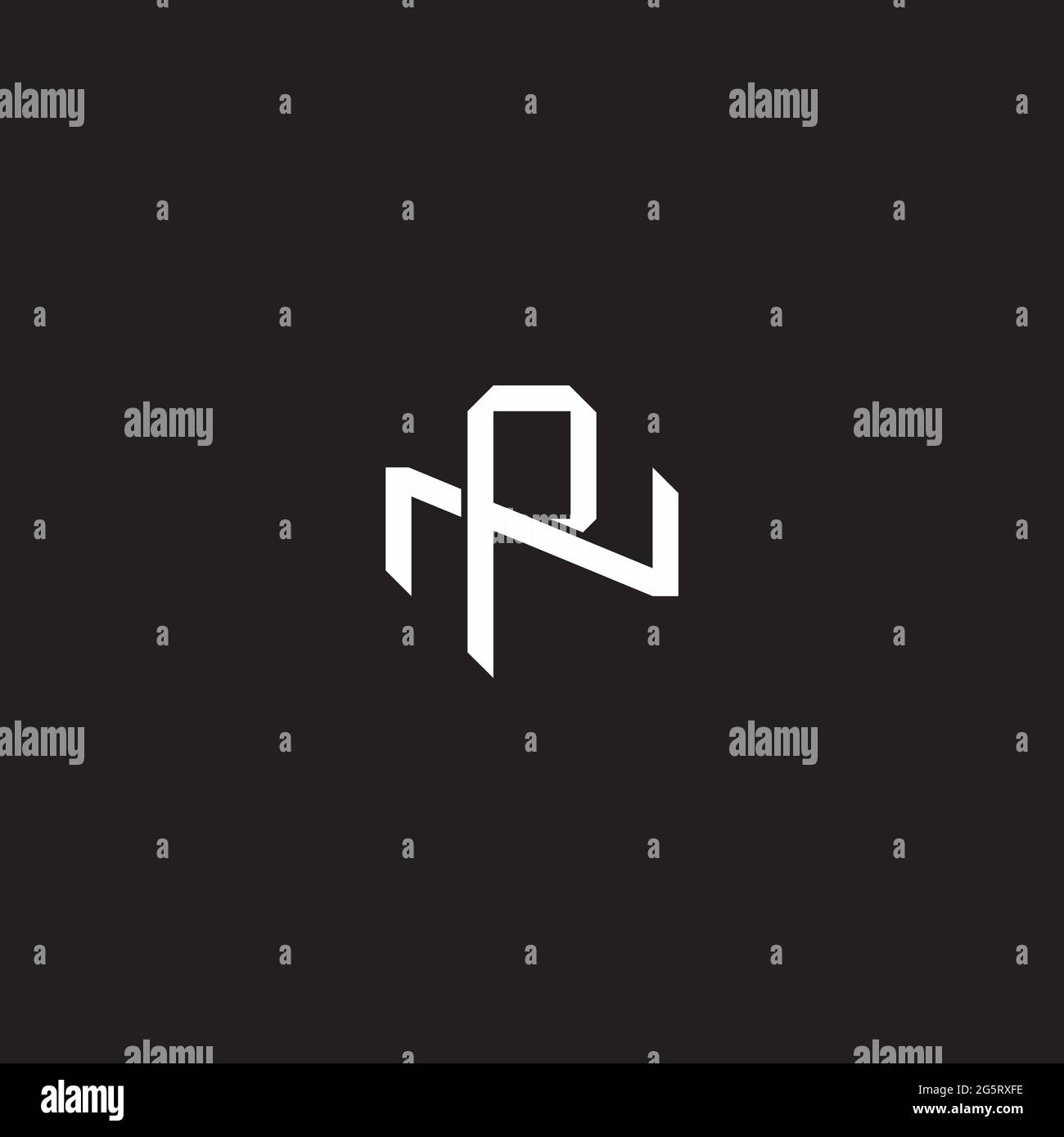 Lettera iniziale sovrapposta interlock logo monogramma linea art stile isolato su sfondo nero modello Illustrazione Vettoriale