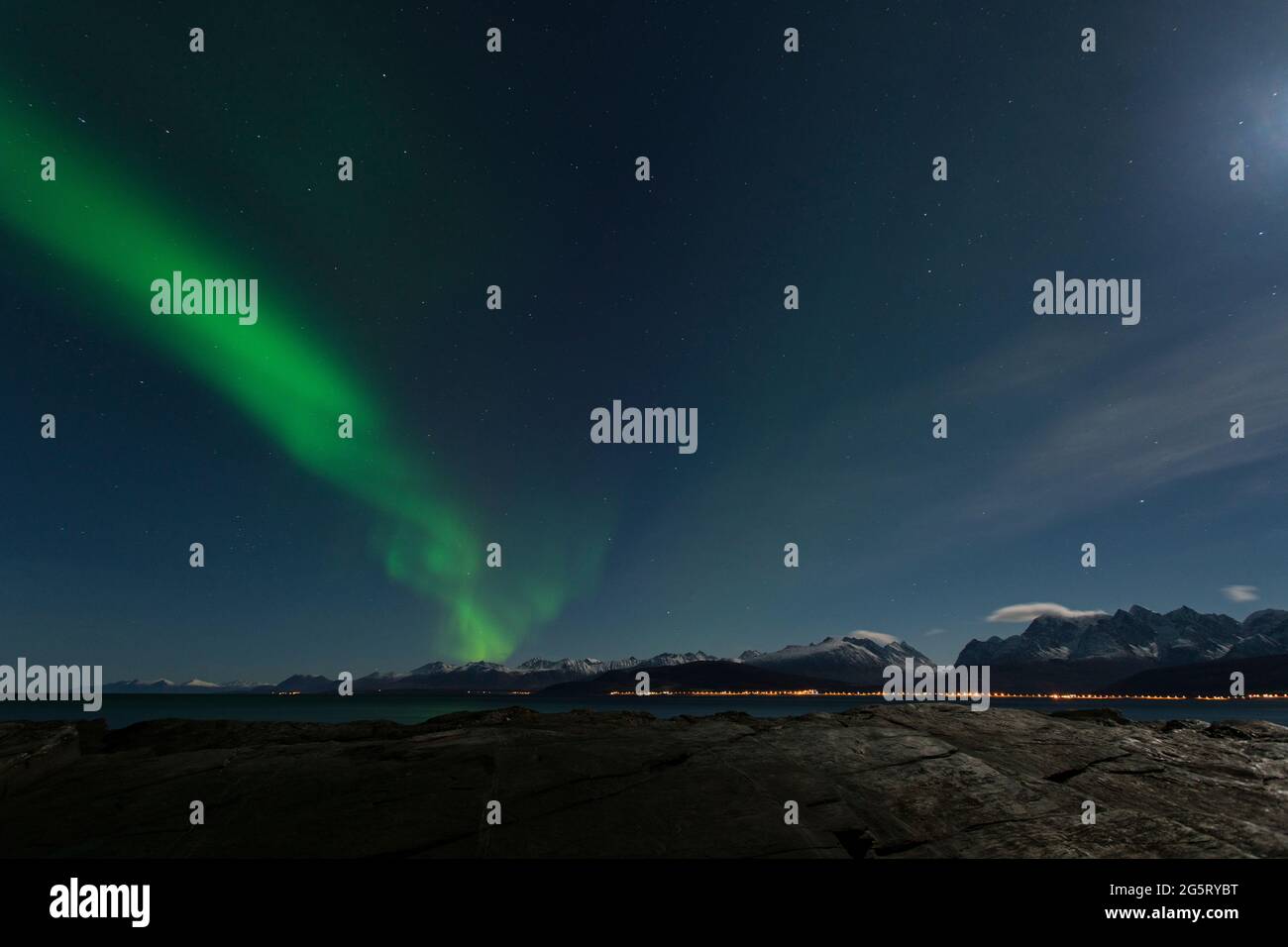 Aurora boreale nella Norvegia settentrionale vicino a Tromso Foto Stock