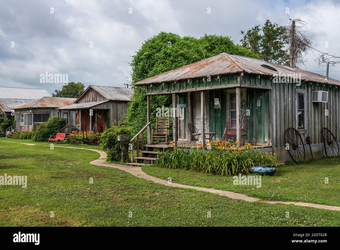 Shack Up Inn, sharecropper restaurati convertiti in hotel a Clarksdale, Mississippi, Stati Uniti. Foto Stock