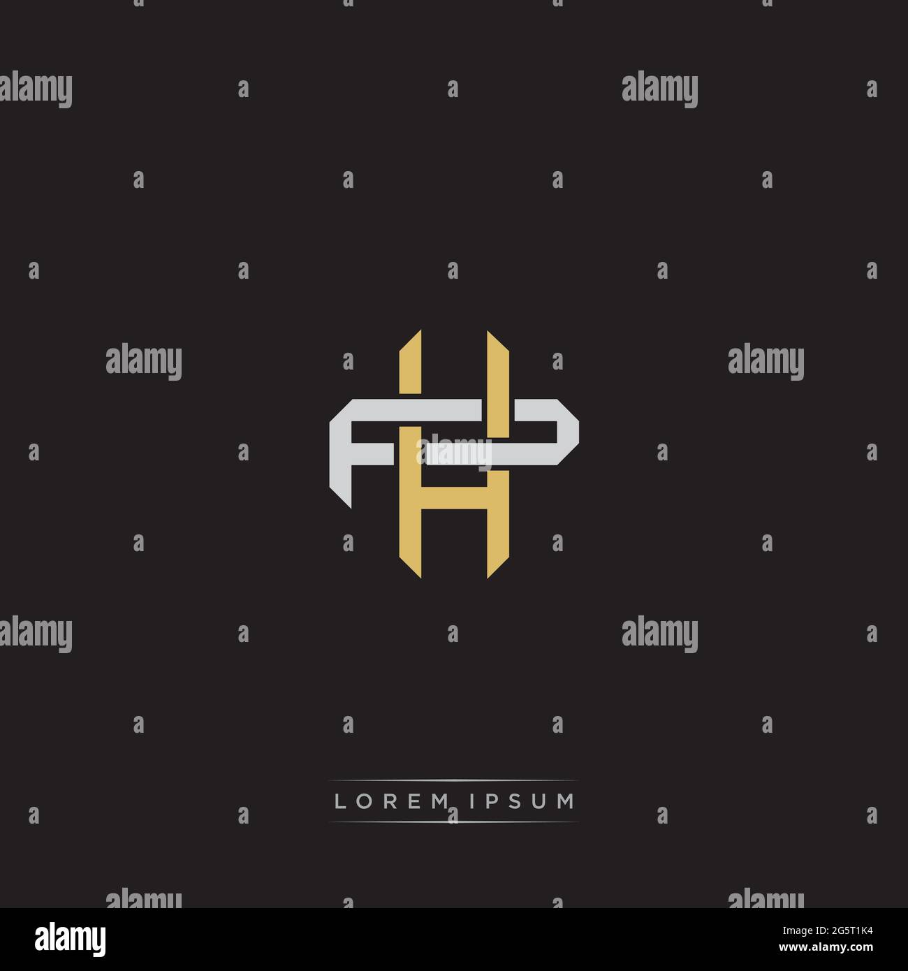 Lettera iniziale sovrapposta interlock logo monogramma linea art stile isolato su sfondo nero modello Illustrazione Vettoriale