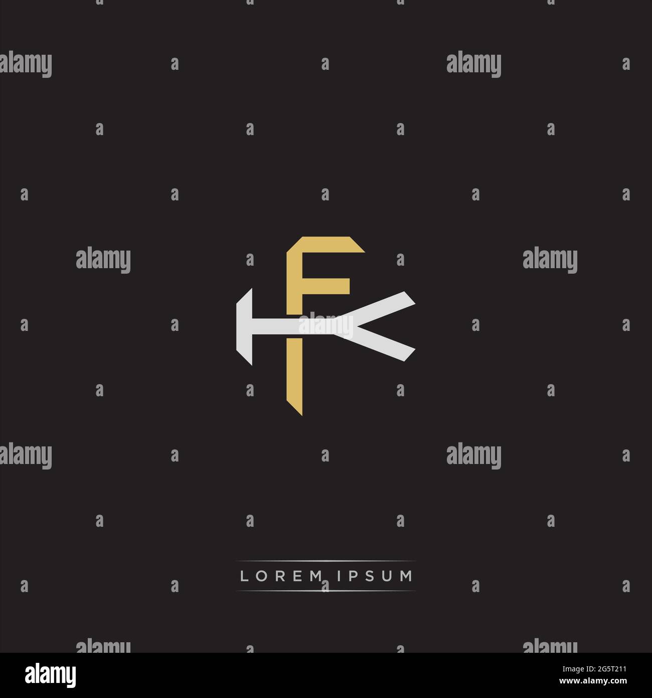 Lettera iniziale sovrapposta interlock logo monogramma linea art stile isolato su sfondo nero modello Illustrazione Vettoriale