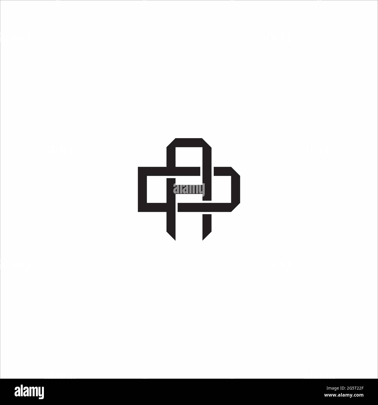 Lettera iniziale sovrapposta interlock logo monogramma linea art stile isolato su sfondo nero modello Illustrazione Vettoriale