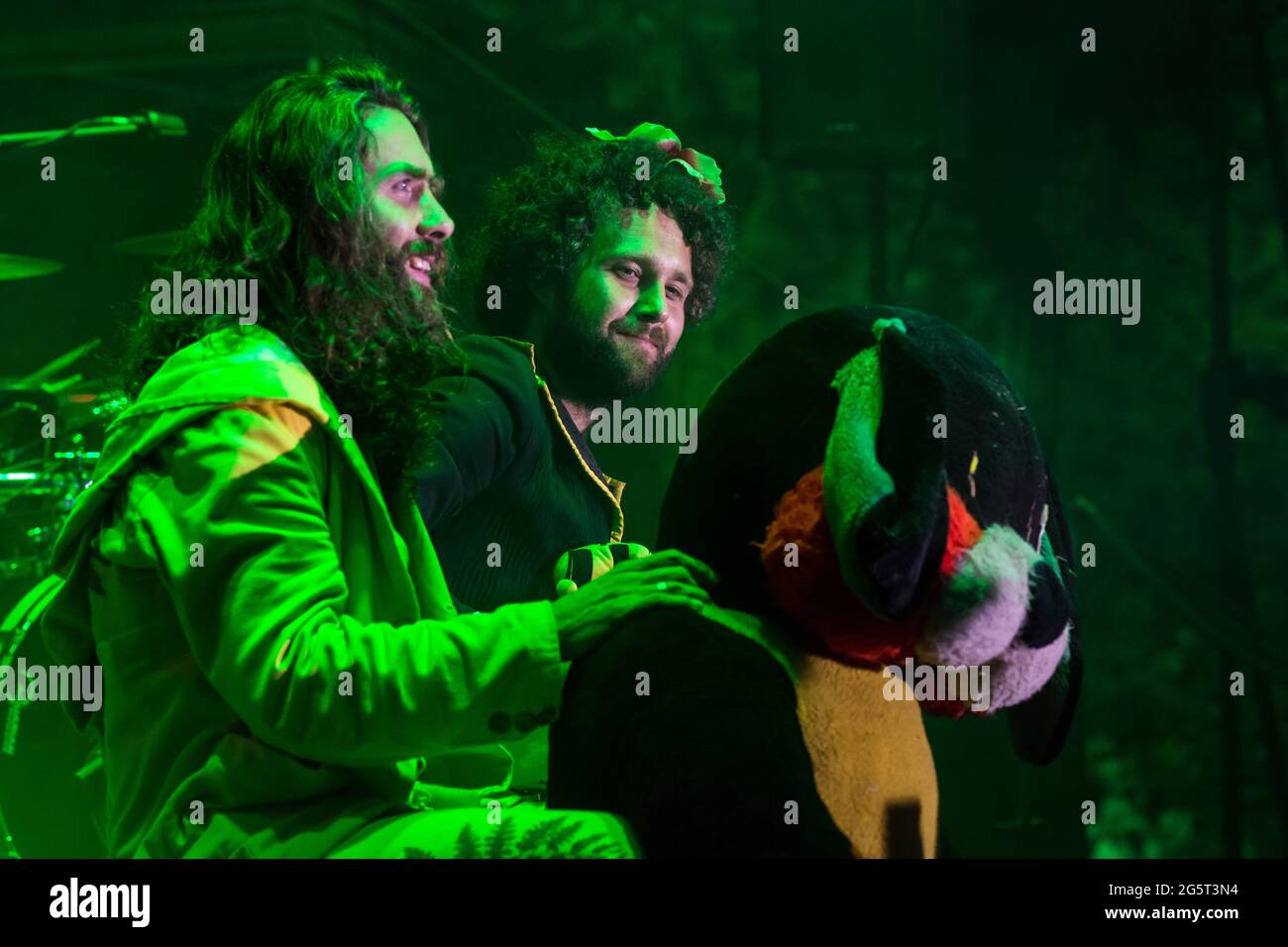 Kazimierz Dolny, Polonia - 8 luglio 2016: Concerto di Łąki Łan durante il festival estivo di musica e stile di vita Kazimiernikejszyn Foto Stock