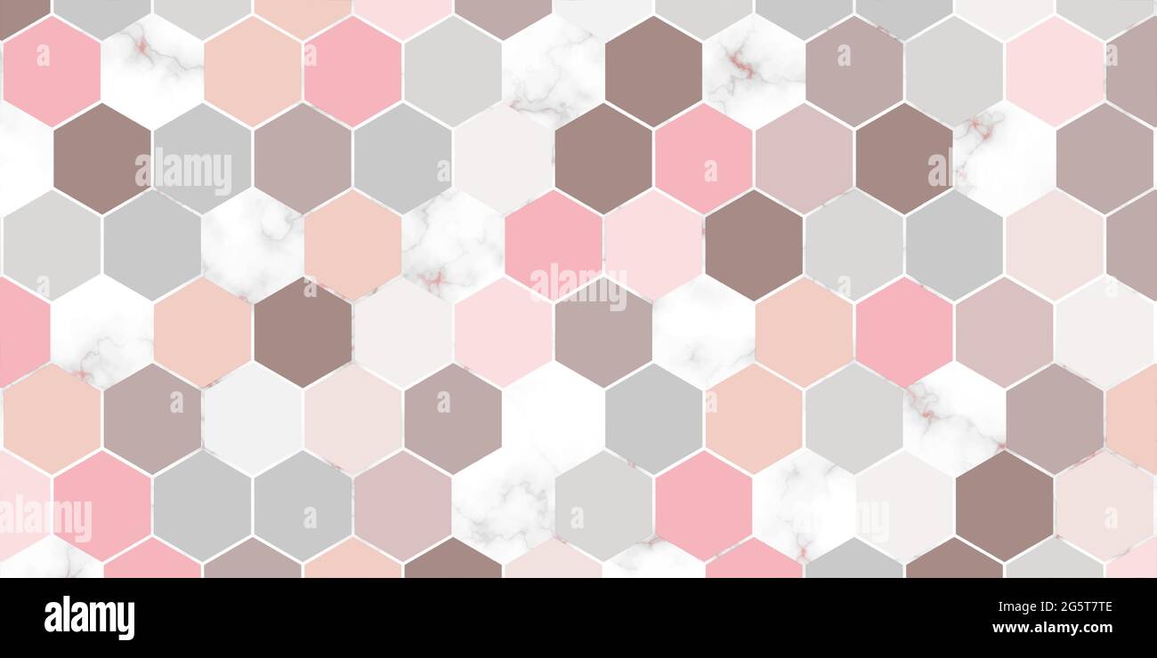 Astratto geometrico senza cuciture motivo esagonale colore pastello con texture marmo elegante sfondo design per tappeto, carta da parati, abbigliamento, avvolgimento, batik Illustrazione Vettoriale