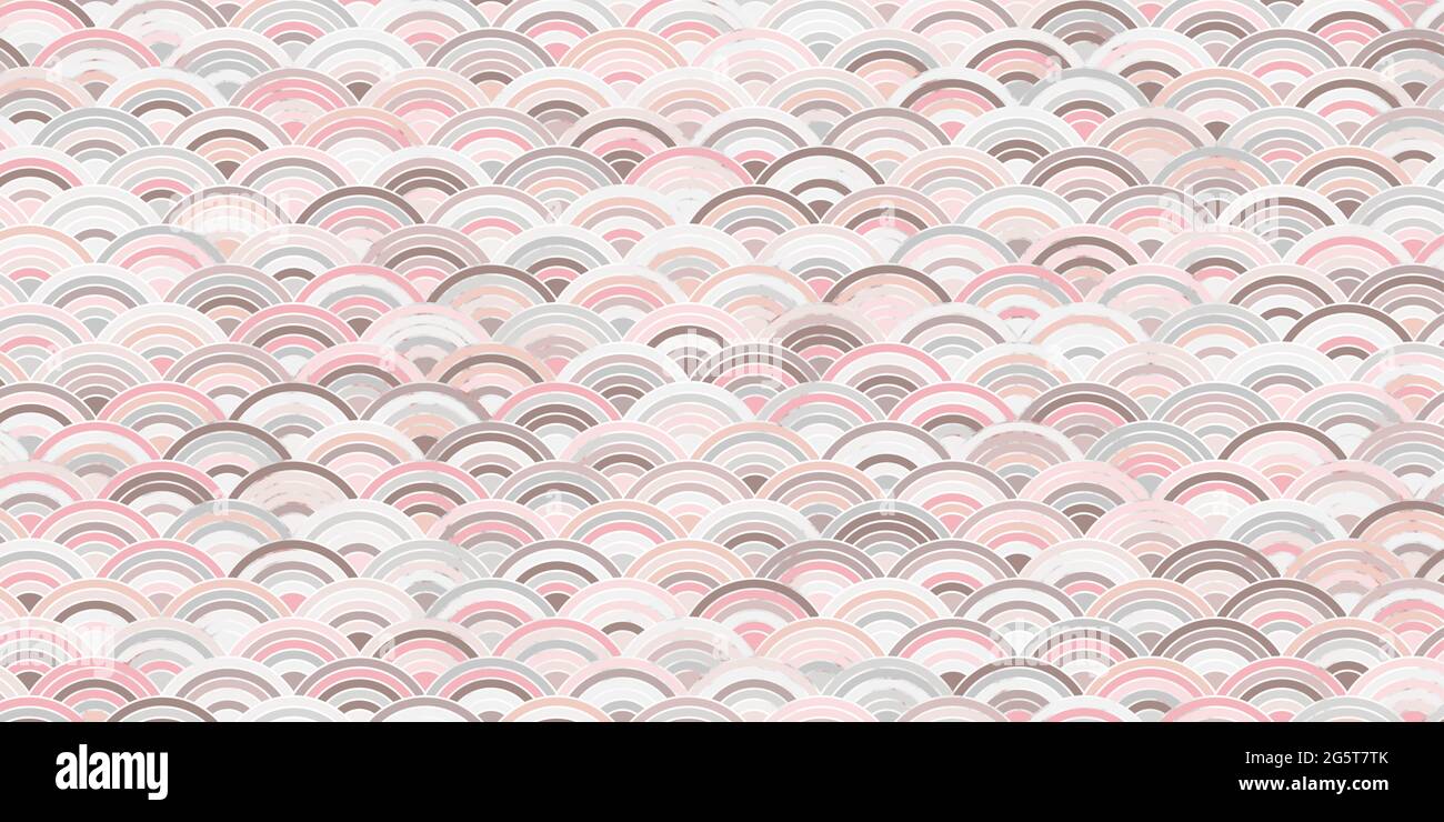 Astratto geometrico senza cuciture motivo sovrapposizione cerchi.tradizionale sfondo colore pastello di rosa con disegno di texture linea marmo per tappeti Illustrazione Vettoriale
