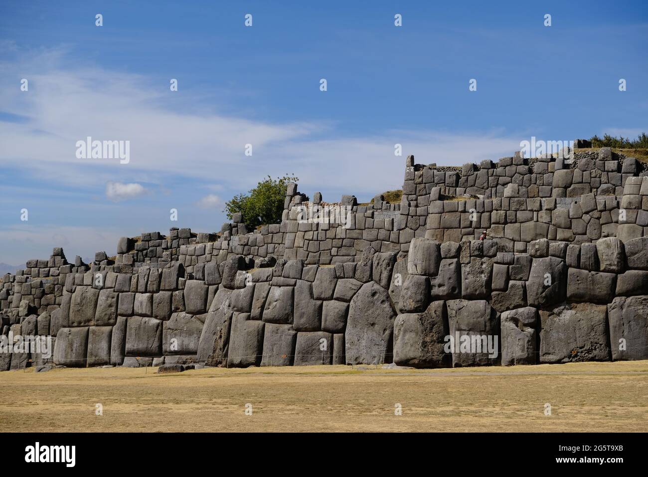 Perù Cusco - muri in pietra di Sacsayhuaman con pietra - Saqsaywaman Foto Stock