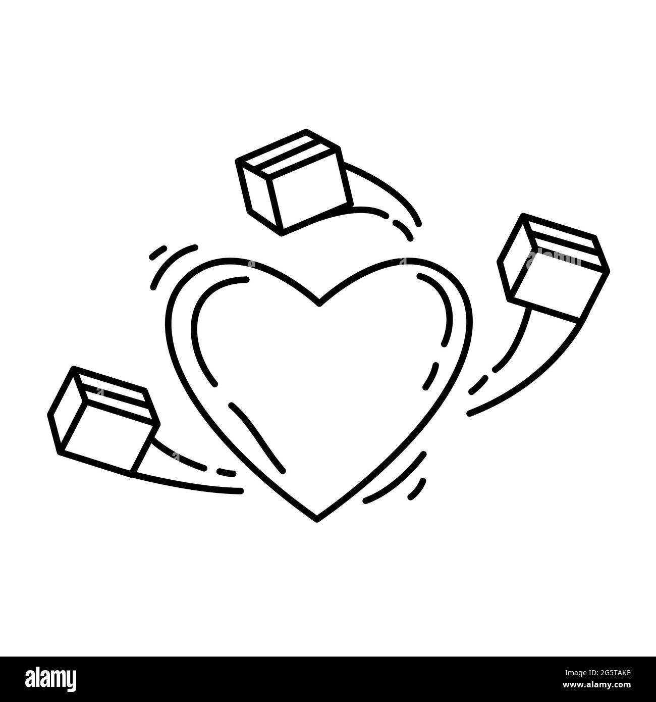 Wishlist eCommerce. Set di icone disegnate a mano, nero contorno, icona doodle, disegno di icone vettoriali. Illustrazione Vettoriale