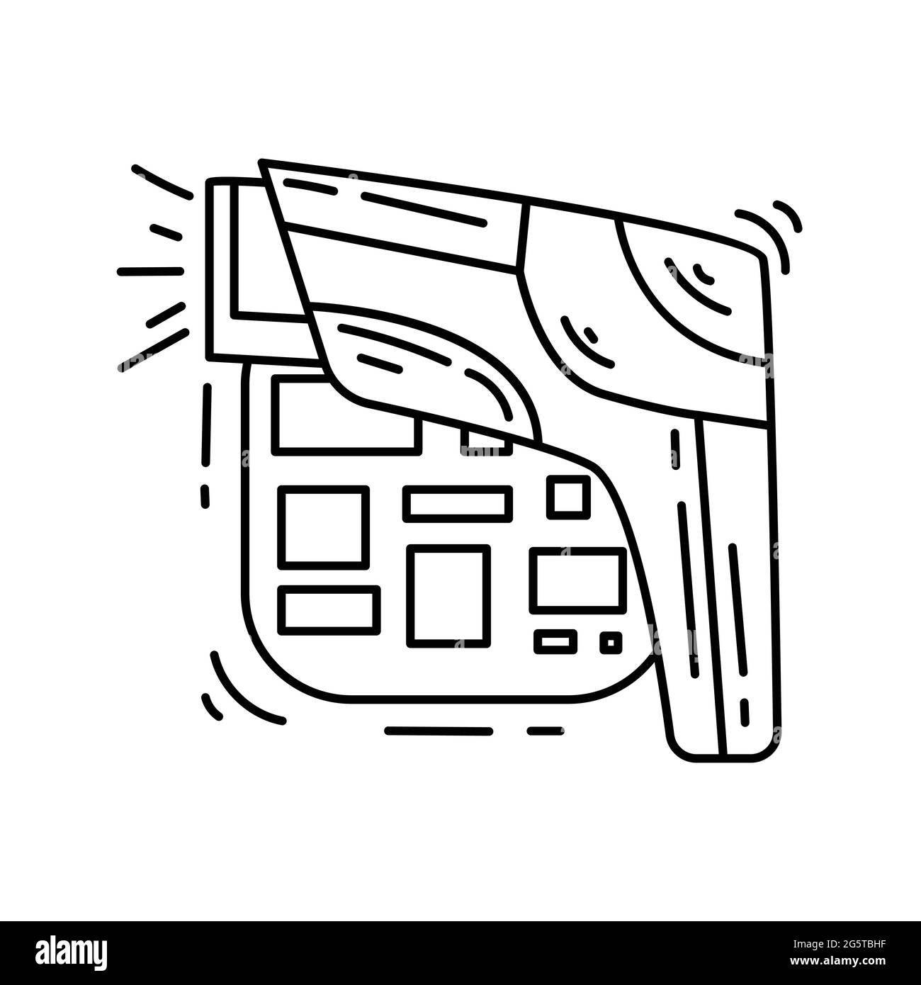 Icona codice a barre eCommerce. Set di icone disegnate a mano, nero contorno, icona doodle, disegno di icone vettoriali. Illustrazione Vettoriale